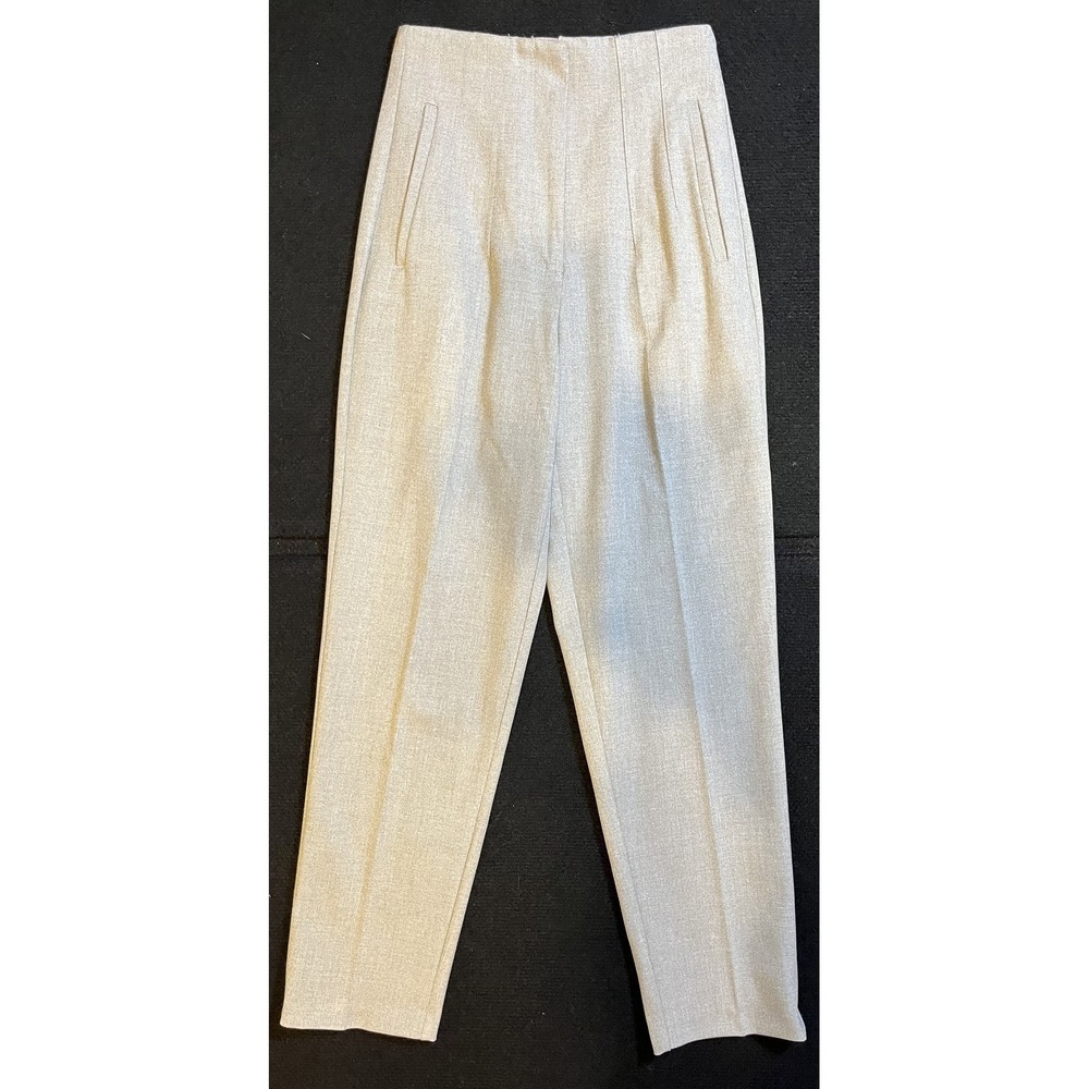 Zara Dress Pants Womens XS Gray‎ Pleated Tapered Leg Cropped Ankle Work Office
